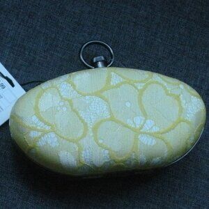 NWT Prabal Gurung Target Yellow Lace Hard Shell Purse Clutch Handbag Chain Strap